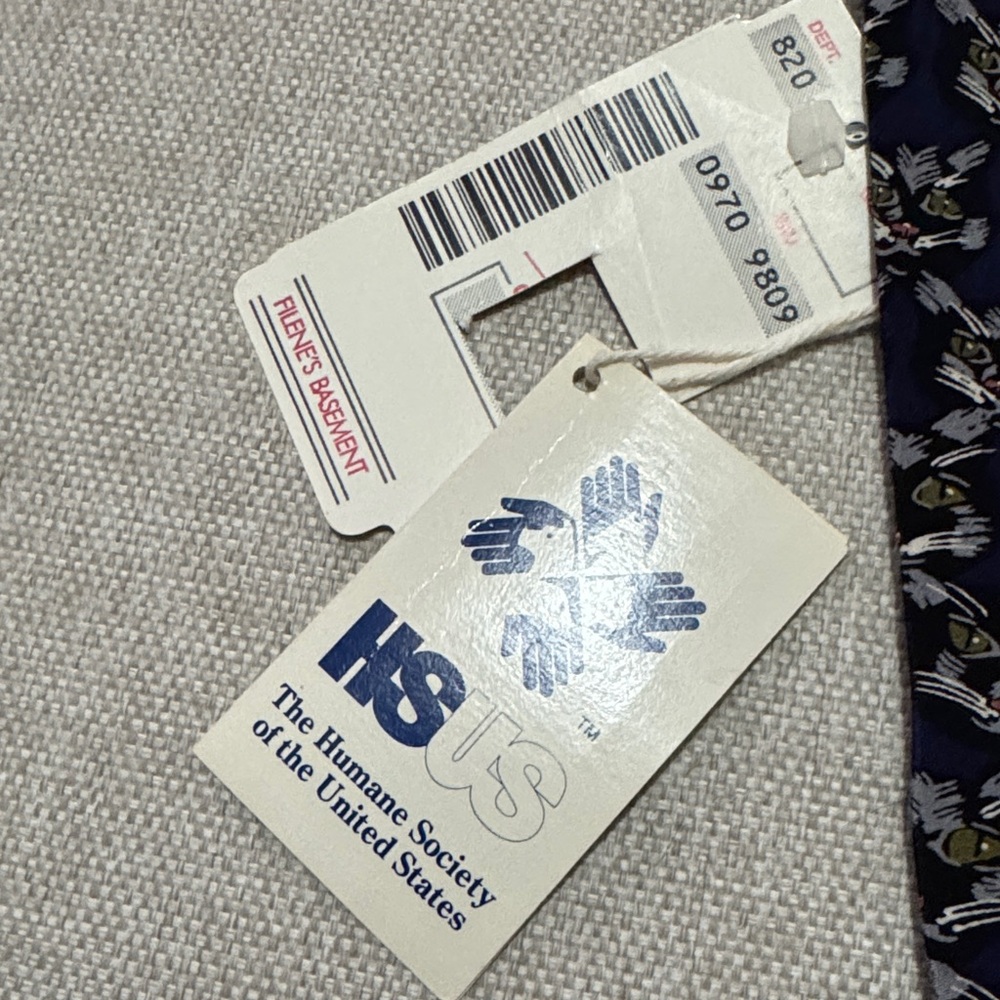 NWT Steven Krauss Men’s Wear-Silk Cat Print Tie-Blue - Picture 7 of 10